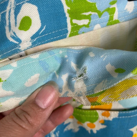 Vintage Blue‎ Yellow White Floral A-Line Wrap Skirt - Picture 8 of 8